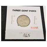 RARE 1865 Three Cent Piece