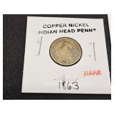 RARE 1863 Copper Nickel Indian Head Penny