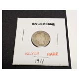 RARE SILVER 1911 Barber Dime