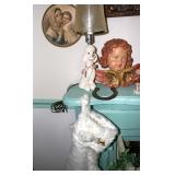 Mantlem Clock, 2Poodle Lamps