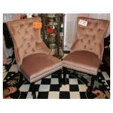 button-tufted velvet dining chairs