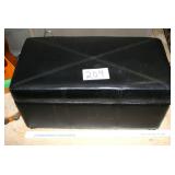 black faux leather storage ottoman