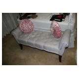 End of the Bed bench and two pink circle pillows
