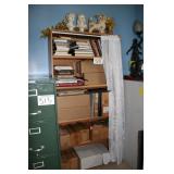 books, Mac Wiseman CDs, sculptures, bookshelf