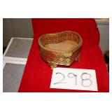 Gold tone heart-shaped jewelry box