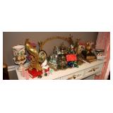 Golden Pheasants, Vases, and brass items