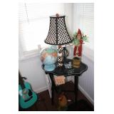 Mackenzie Childs Lamp, globe, Santa figurine&table
