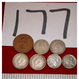 Buffalo Nickels, British Shilling