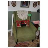Green Linen Button Tufted Design Accent ArmChair