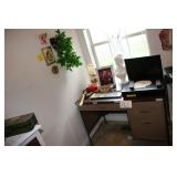 Metal desk, TV and DVD player, Bambi lamp