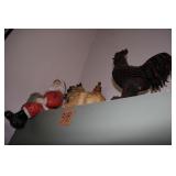 Rooster Statue, Chicken figurine, and Santa