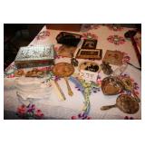 Vintage mirrors, lipstick holder, jewelry box