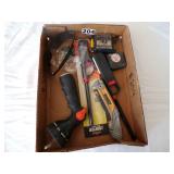 tools in box and assorted merchandise
