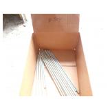 box of thread, shower curtain & hangers