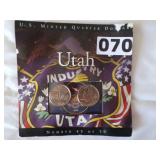 2 US Minted Quarter Dollar - Utah