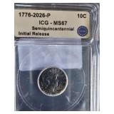 1776-2026 P ICG - MS67 America 250 dime