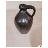 STONEWARE JUG W/ HANDLE - BLACK - 5" BASE - 9" TALL - (LR)