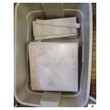 DATALITE GLAZED FLOOR TILE TUB OF CUT AND FULL PCS - LEVOLOR WHITE 2" FAUX WOOD BLINDS - 31"W X  64"L - NEW IN BOX - (UPSTAIRS NW CORNER)
