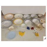 (10) CHINA BOWLS, CUPS & SAUCERS, CORN HOLDERS (NW BEDROOM)