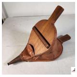 VINTAGE ANTIQUE WOOD LEATHER FIREPLACE STOVE SMOKE BELLOWS FIRE STOKER (UPSTAIRS)