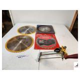 SMALL HAND SAW FILER 2 DEWALT CONSTRUCTION  FINE FINISH 12" 60 TEETH ATB & 32 TEETH ATB SAW BLADES - CRAFTSMAN 24 TEETH, 10" SAW BLADE (NEW) - USED CARBON TIP BLADE (TRAILER)