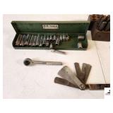 STARUTT PM THICKNESS GAUGE STAINLESS #208 CANSEAM MICROMETER - RACHET - STEEL STAMP NUMBERS - SK TOOLS RACHET SET - (TRAILER)