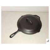 LODGE SKILLET WITH LID - 12" - #10 ON LID - CLEAN - (KITCHEN)