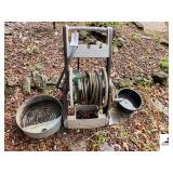 AMES WATER HOSE AND PLASTIC ROLLING HOSE R WATER SPOUT-GALVANIZE OIL PAN- PLASTIC WATER TUB(OUTSIDE)