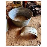 (2) LAWSON GALVANIZED TUBS - HOSE RACK (IMP. SHED)