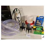 PLASTIC ELECTRIC CHICKEN WATERER GROUNDWORK 1 1/2 GALLON PUMP SPRAYER - EASY FEEDING PLANT FOOD SPRAYER - ANTIFREEZE COOLANT - TWO ORBIT YARD SPRINKLERS - 1 1/2" PLASTIC TUBING - (SHED)