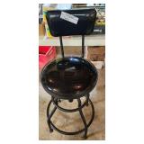 TALL BLACK STOOL-VINYL SEAT- SMALLER METAL STOOL WITH WOOD SEAT(SHOP)
