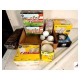 MISCELLANOUS LIGHT BLULBS - NEW AND USED - (2) BOXES OF HALOGEN 90 FLOOD LIGHT - BOX OF 65 FLOODLIGHS - LED LIGHTS TUBES USED - ETC. (SHOP)