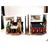 (2) COPPERFIELD KEEPSAKE PORCELAIN LIGHTED HOUSE VILLAGE RAILWAY STATION - (UPSTAIRS)