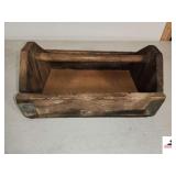 ANTIQUE PRIMITVE WOODEN TOOL BOX WITH HANDLE - (KITCHEN)