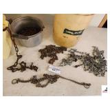 MISCELLANEOUS PCS OF CHAIN - FRAMING, LARGE, AND ROOFING NAILS - (SHED)