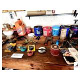 PRIMARY WIRE 14GA-ROLLS PRIMARY WIRE 12G FULL ROLL MISC REPAIR PARTS-NEW FAUCET-BANDER PLIERS-OIL LAMP ELECTRIC LAMP-FAST ORANGE CLEANER-TOOL TRAY-EXTENSION CORD-ROLL OF TWINE-MAGIC TIES-THEMOMETER-SP