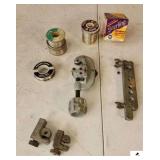 RIDGIDPIPE CUTTER (2) RITCHIE MINITURE CUTTERS - CAULKING - PIPE HOLDER - LEAD FREE SOLID WIRE - (SHOP)