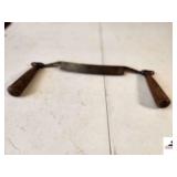 ANTIQUE NOBLE ADJUSTIBLE DRAWING KNIFE 13.5" - WOOD HANDLES - (TRAILER)