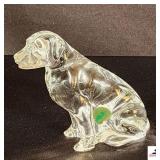 WATERFORD CRYSTAL LABADOR RETRIEVER SITTED PAPER WEIGHT - ORGINAL FOIL LABEL- SIGNED - (CHINA CABINET)