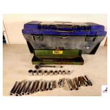 BLACKHAWK RACHET SET 9 DEEP WELL SOCKETS - REGULAR SOCKETS - ADAPTERS - KNUCKLES - REDUCERS - WIRE BRUSHES - SCREWDRIVERS - HEX KEY SET - (GARAGE)