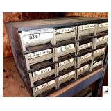 (16) DRAWER CABINET - FLAT WASHERS  - MISC. SIZES ASSORTMENT -NUTS -  LOTS OF INVENTORY (ON LOT # 831)