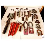 5 CLEVICES (11) TRACTOR PINS - CHAIN LOCKS - TENT STAKES - (SHOP)