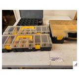 4 DISPLAY BOXES - SCREWS, EYE HOOKS & BOLTS - WASHERS, TAPS, CHAIN CONNECTORS, ETC. - (TRAILER)