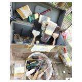TUFF TOOLBOX - NEW & USED  PAINT BRUSHES - SCREWDRIVERS -- NAILS-CHALKING GUN - DRILL BITS -  MISC. - (IMP SHED)