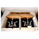 (2) DELTA MODEL #2585-217 3-HOLE SINK FAUCET 4" CENTERSET FAUCET - FITS 3-HOLE SINK - INCLUDES POP-UP DRAIN STAINLESS STEEL- NEW IN BOX (SHOP)