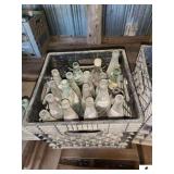 VINTAGE GLASS BOTTLES - COCA COLA - MELLOW YELLOW - RC - CRUSH - NUGRAPE SODA - DR. PEPPER - ROYAL CROWN COLA - DOUBLE COLA - 7 UP - BIG 12 - BUFFALO ROCK GINGER ALE - 3 PLASTIC CRATES - (IMP. SHED)