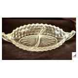 VINTAGE FOSTORIA  AMERICAN DIVIDED RELISH DISH WITH HANDLES (HALL CHINA CABINET)