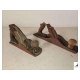 POWERKRAFT PLANE TOP OF WOODEN HANDLE IS CHIPPED - 9" LONG -  ADDITIONAL13 1/4" PLAIN - BOTH ARE RUSTY - (GARAGE)