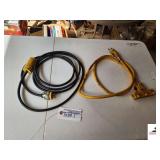 YELLOW TRIPLE CONNECTING EXTENSION CORD & BLACK EXTENSION CORD - (GARAGE)