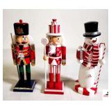 (3) NUTCRACKERS SNOWMAN - BRITISH SOILDER - CANDY CANE GUARD- (UPSTAIRS)